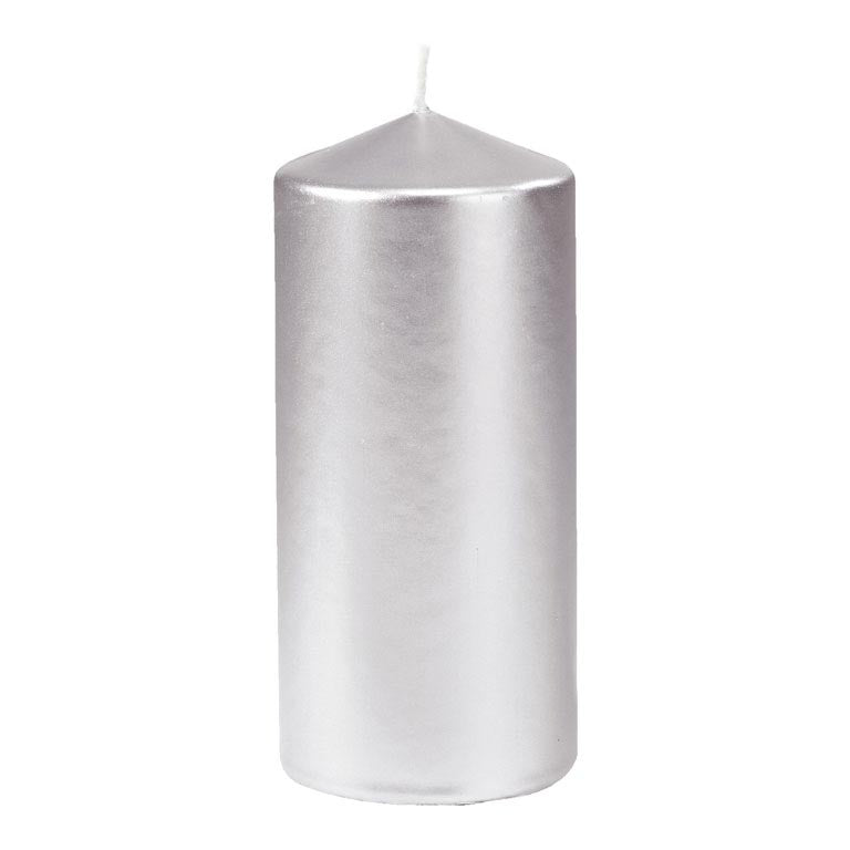 CANDELA PILLAR VELLUTO 150X70mm 6p (2 pz) 153281 ARGENTO